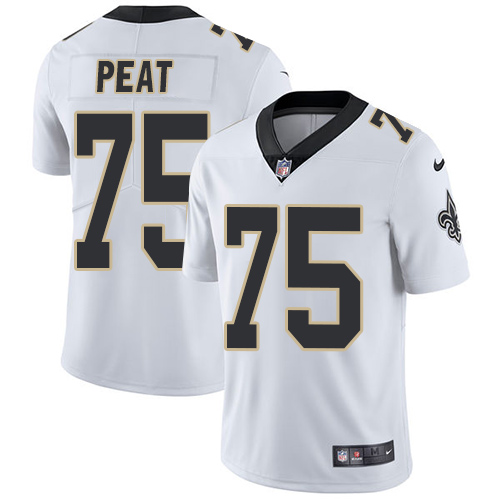 Nike Saints #75 Andrus Peat White Men's Stitched NFL Vapor Untouchable Limited Jersey